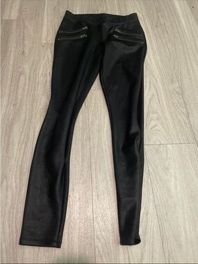 Y2K Express Black Ponte Leggings with Double Front Zips